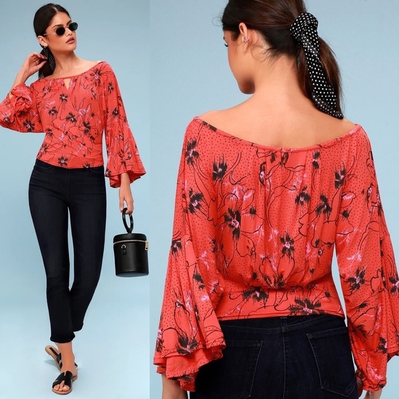 Free People Floral Last Time Bell Sleeve Top - Picture 7 of 11